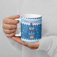 Personalized Trippy Catmas Ceramic Mug Cute Blue Derpy Cat and Owl Companion - Wonder Print Shop