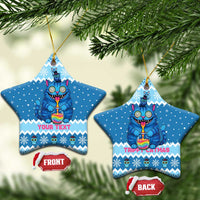 Personalized Trippy Catmas Ceramic Ornament Cute Blue Derpy Cat and Owl Companion - Wonder Print Shop