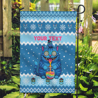 Personalized Trippy Catmas Garden Flag Cute Blue Derpy Cat and Owl Companion - Wonder Print Shop