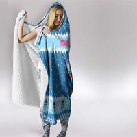 Personalized Trippy Catmas Hooded Blanket Cute Blue Derpy Cat and Owl Companion - Wonder Print Shop