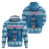 Personalized Trippy Catmas Hoodie Cute Blue Derpy Cat and Owl Companion - Wonder Print Shop
