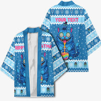 Personalized Trippy Catmas Kimono Cute Blue Derpy Cat and Owl Companion - Wonder Print Shop