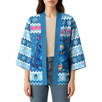 Personalized Trippy Catmas Kimono Cute Blue Derpy Cat and Owl Companion - Wonder Print Shop