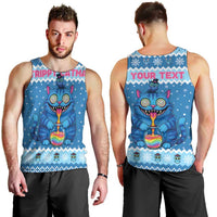 Personalized Trippy Catmas Men Tank Top Cute Blue Derpy Cat and Owl Companion - Wonder Print Shop