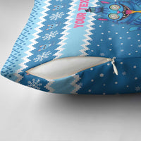 Personalized Trippy Catmas Pillow Cover Cute Blue Derpy Cat and Owl Companion - Wonder Print Shop