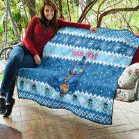 Personalized Trippy Catmas Quilt Cute Blue Derpy Cat and Owl Companion - Wonder Print Shop