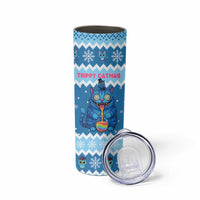 Personalized Trippy Catmas Skinny Tumbler Cute Blue Derpy Cat and Owl Companion - Wonder Print Shop