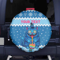 Personalized Trippy Catmas Spare Tire Cover Cute Blue Derpy Cat and Owl Companion - Wonder Print Shop
