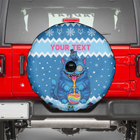 Personalized Trippy Catmas Spare Tire Cover Cute Blue Derpy Cat and Owl Companion - Wonder Print Shop
