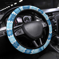 Trippy Catmas Steering Wheel Cover Cute Blue Derpy Cat and Owl Companion - Wonder Print Shop