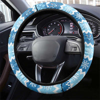 Trippy Catmas Steering Wheel Cover Cute Blue Derpy Cat and Owl Companion - Wonder Print Shop