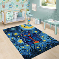 Trippy Cat and Owl Area Rug Starry Psychedelic Vibes - Wonder Print Shop