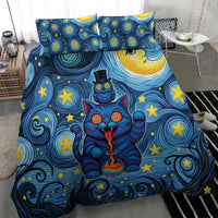 Trippy Cat and Owl Bedding Set Starry Psychedelic Vibes - Wonder Print Shop