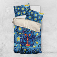 Trippy Cat and Owl Bedding Set Starry Psychedelic Vibes - Wonder Print Shop