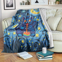 Trippy Cat and Owl Blanket Starry Psychedelic Vibes - Wonder Print Shop