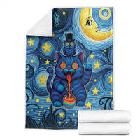 Trippy Cat and Owl Blanket Starry Psychedelic Vibes - Wonder Print Shop