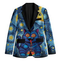 Trippy Cat and Owl Blazer Starry Psychedelic Vibes - Wonder Print Shop