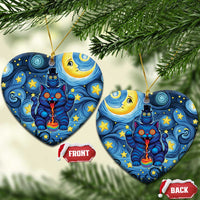 Trippy Cat and Owl Ceramic Ornament Starry Psychedelic Vibes - Wonder Print Shop