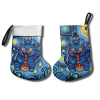 Trippy Cat and Owl Christmas Stocking Starry Psychedelic Vibes - Wonder Print Shop