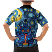 Trippy Cat and Owl Family Matching Mermaid Dress and Hawaiian Shirt Starry Psychedelic Vibes - Wonder Print Shop