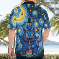 Trippy Cat and Owl Hawaiian Shirt Starry Psychedelic Vibes - Wonder Print Shop