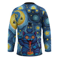 Trippy Cat and Owl Hockey Jersey Starry Psychedelic Vibes - Wonder Print Shop