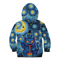 Trippy Cat and Owl Kid Hoodie Starry Psychedelic Vibes - Wonder Print Shop