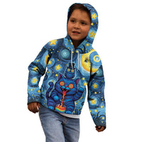 Trippy Cat and Owl Kid Hoodie Starry Psychedelic Vibes - Wonder Print Shop