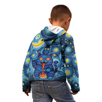 Trippy Cat and Owl Kid Hoodie Starry Psychedelic Vibes - Wonder Print Shop