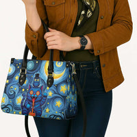 Trippy Cat and Owl Leather Bag Starry Psychedelic Vibes - Wonder Print Shop