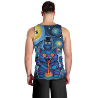 Trippy Cat and Owl Men Tank Top Starry Psychedelic Vibes - Wonder Print Shop