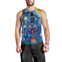Trippy Cat and Owl Men Tank Top Starry Psychedelic Vibes - Wonder Print Shop