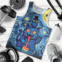 Trippy Cat and Owl Men Tank Top Starry Psychedelic Vibes - Wonder Print Shop