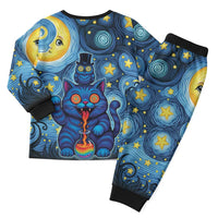 Trippy Cat and Owl Christmas Pajama Set Starry Psychedelic Vibes - Wonder Print Shop