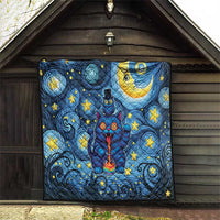 Trippy Cat and Owl Quilt Starry Psychedelic Vibes - Wonder Print Shop