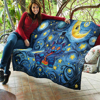 Trippy Cat and Owl Quilt Starry Psychedelic Vibes - Wonder Print Shop