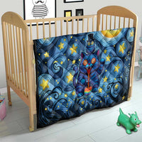 Trippy Cat and Owl Quilt Starry Psychedelic Vibes - Wonder Print Shop
