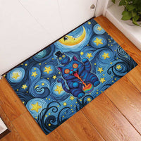Trippy Cat and Owl Rubber Doormat Starry Psychedelic Vibes - Wonder Print Shop