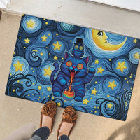 Trippy Cat and Owl Rubber Doormat Starry Psychedelic Vibes - Wonder Print Shop