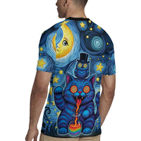Trippy Cat and Owl Rugby Jersey Starry Psychedelic Vibes - Wonder Print Shop