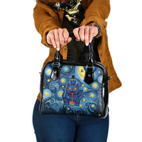 Trippy Cat and Owl Shoulder Handbag Starry Psychedelic Vibes - Wonder Print Shop