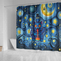 Trippy Cat and Owl Shower Curtain Starry Psychedelic Vibes - Wonder Print Shop