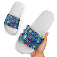 Trippy Cat and Owl Slide Sandals Starry Psychedelic Vibes - Wonder Print Shop