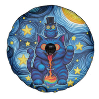 Trippy Cat and Owl Spare Tire Cover Starry Psychedelic Vibes - Wonder Print Shop