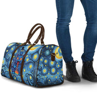 Trippy Cat and Owl Travel Bag Starry Psychedelic Vibes - Wonder Print Shop