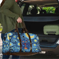 Trippy Cat and Owl Travel Bag Starry Psychedelic Vibes - Wonder Print Shop