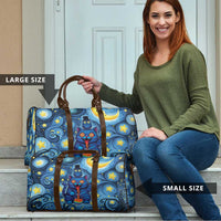 Trippy Cat and Owl Travel Bag Starry Psychedelic Vibes - Wonder Print Shop