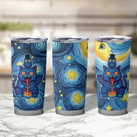 Trippy Cat and Owl Tumbler Cup Starry Psychedelic Vibes - Wonder Print Shop
