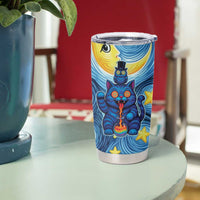 Trippy Cat and Owl Tumbler Cup Starry Psychedelic Vibes - Wonder Print Shop