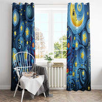 Trippy Cat and Owl Window Curtain Starry Psychedelic Vibes - Wonder Print Shop
